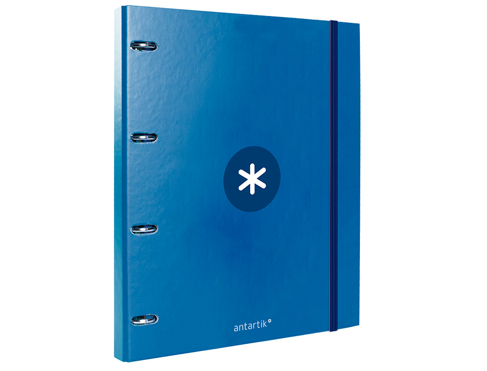CLASSEUR ANTARTIK 4 ANNEAUX RONDS 25MM A4 CARTON REMBORDE FEUILLETS MOBILES 5X5 BLEU    MARINE
