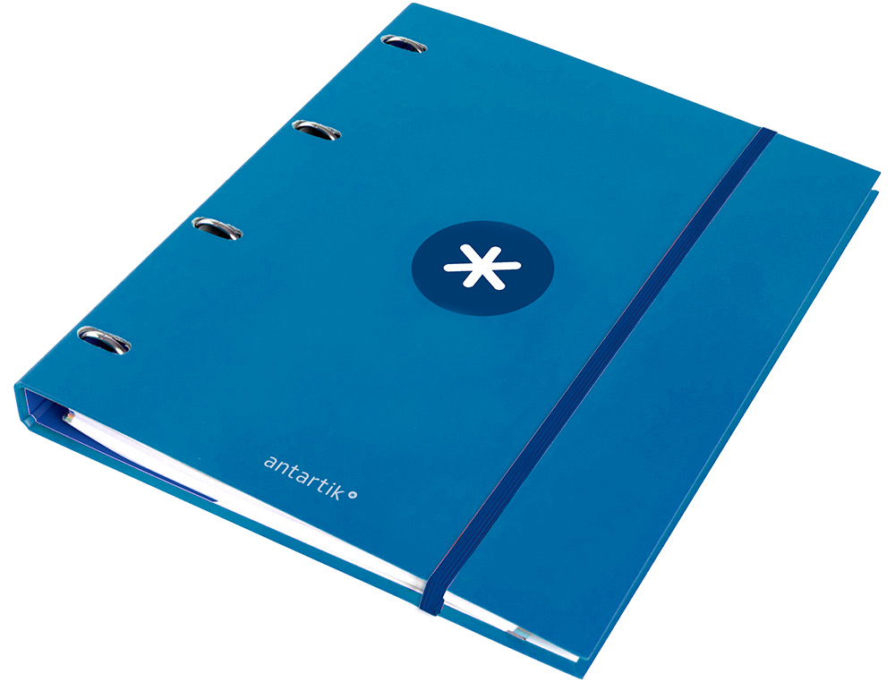 CLASSEUR ANTARTIK 4 ANNEAUX RONDS 25MM A4 CARTON REMBORDE FEUILLETS MOBILES 5X5 BLEU    MARINE