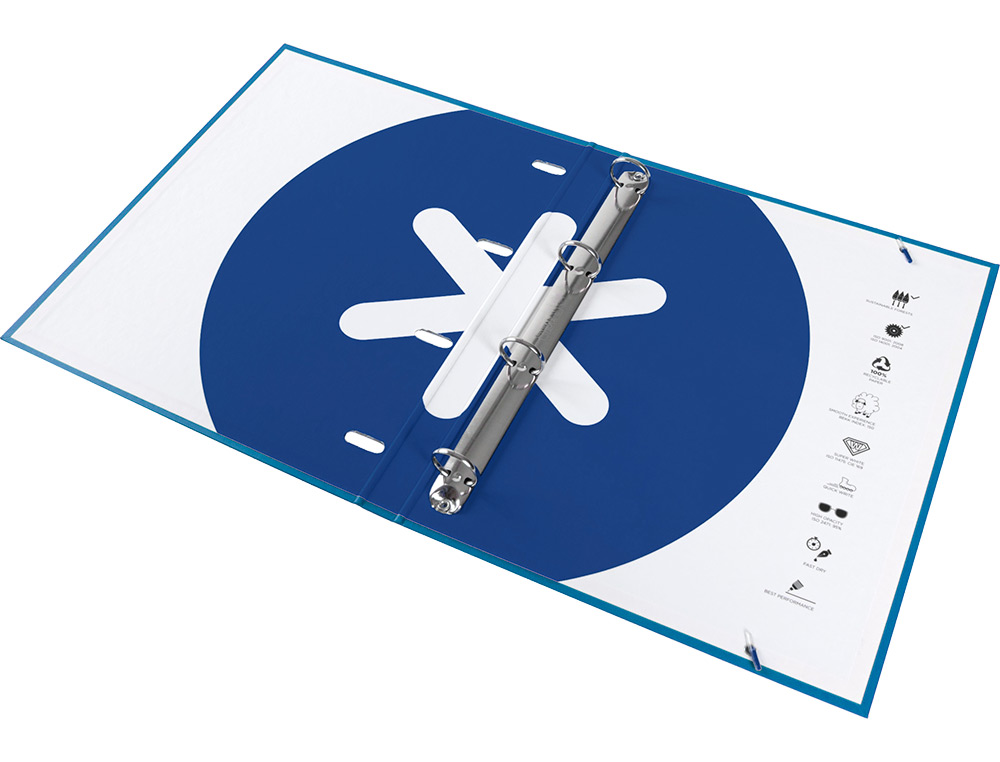 CLASSEUR ANTARTIK 4 ANNEAUX RONDS 25MM A4 CARTON REMBORDE FEUILLETS MOBILES 5X5 BLEU    MARINE