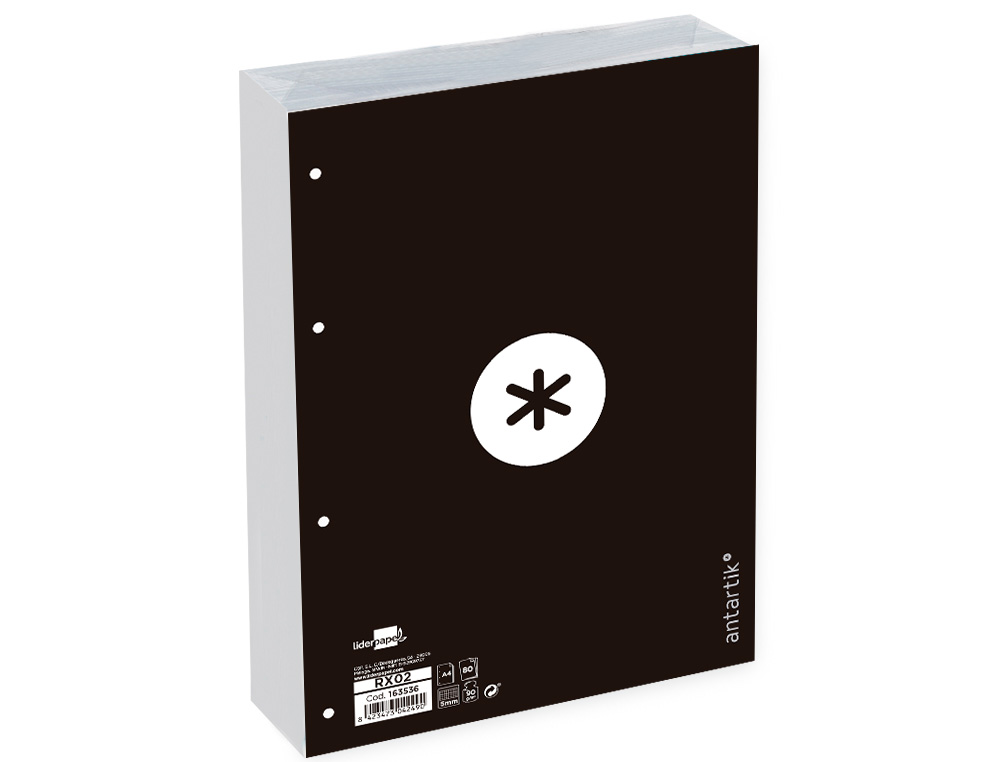 FEUILLET MOBILE ANTARTIK A4 80FEUILLES 90G QUADRILLAGE 5MM 4TROUS BORD COLORIS NOIR