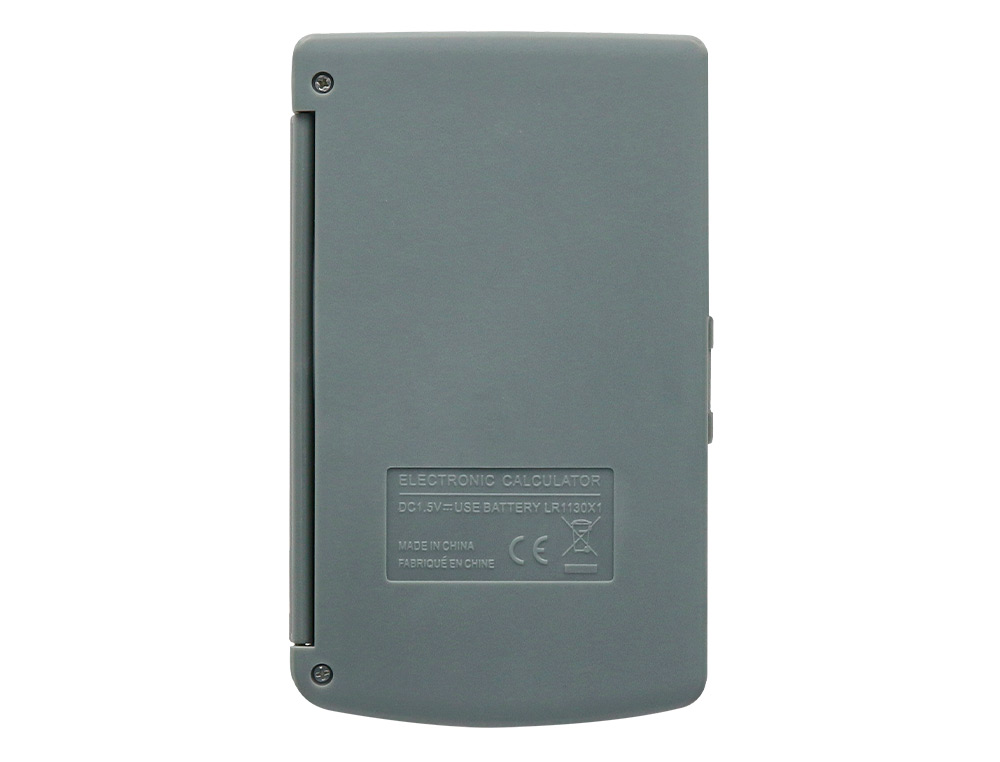 CALCULATRICE LIDERPAPEL DE POCHE XF15 10 CHIFFRES AVEC   COUVERCLE SOLAIRE ET PILES    COLORIS GRIS 123X75X12 MM