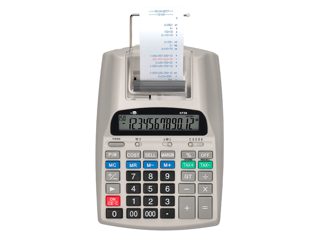 CALCULATRICE LIDERPAPEL IMPRIMANTE PROFESSIONNELLE    BICOLORE 12 CHIFFRES          225X158X56MM COLORIS BLANC