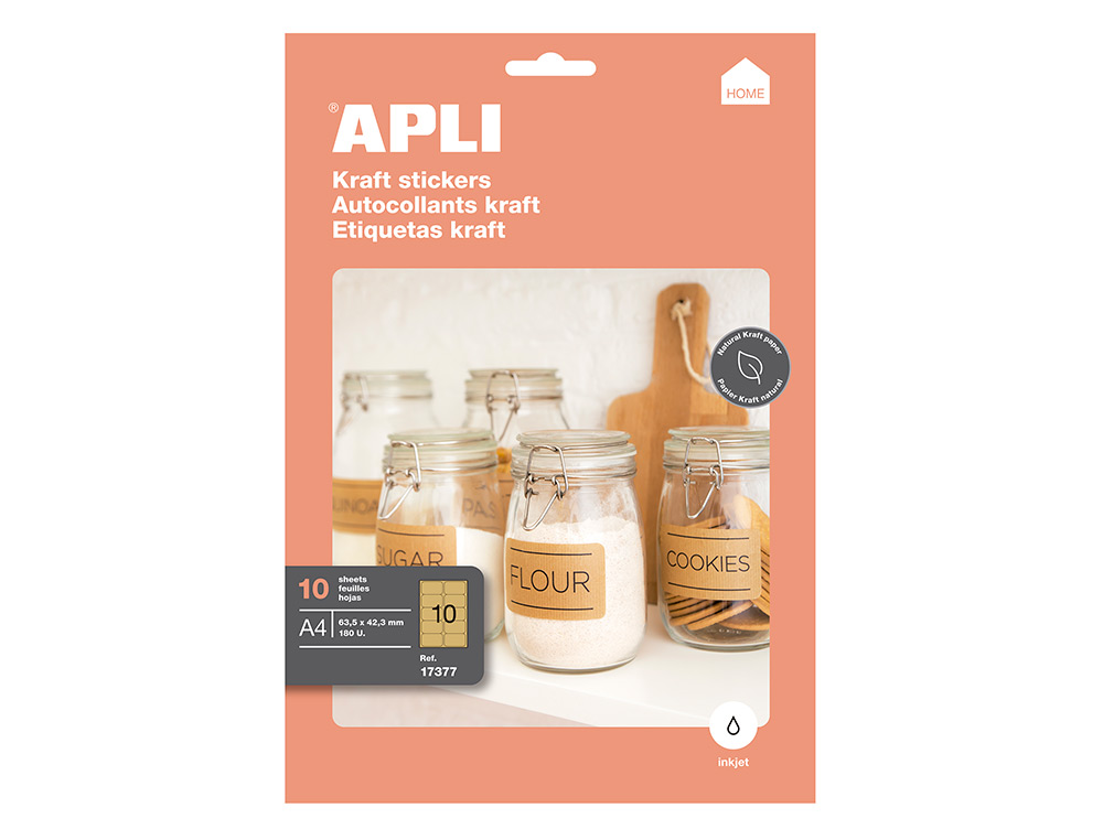 ETIQUETTE APLI KRAFT JET D'ENCRE  99,1X57,0MM PAQUET   DE 10 FEUILLES
