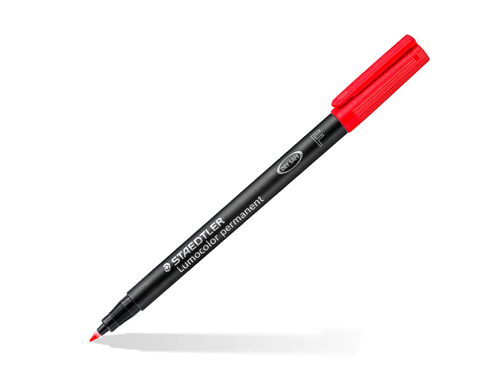 MARQUEUR STAEDTLER PERMANENT DRY SAFE LUMOCOLOR  318       POINTE FINE 0,6MM COLORIS     ASSROTIS ETUI DE 14 FEUTRES
