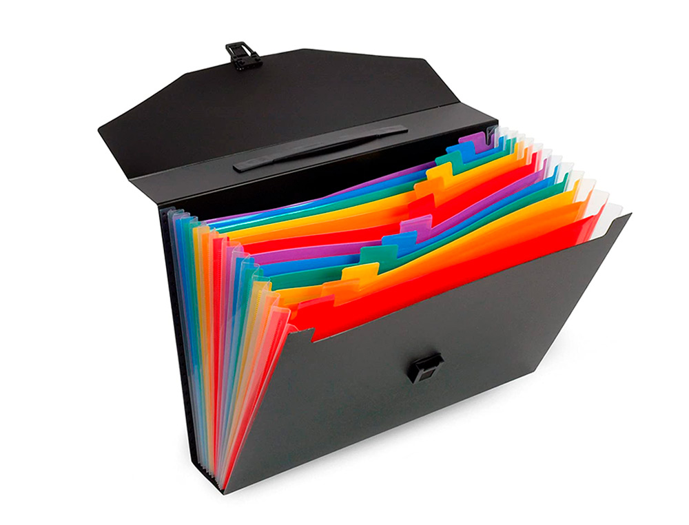 TRIEUR VALISETTE RAINBOW CLASS 12 COMPARTIMENTS        POLYPROPYLENE A4 38X26X6CM    COLORIS NOIR