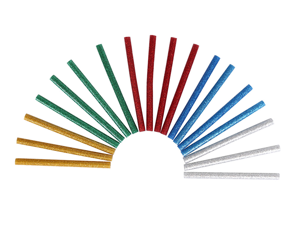 RECHARGE PISTOLET COLLE PAILLETEE CHAUD TOUT USAGE 5 COULEURS 7MMX10CM 100GR SACHET DE 25 UN