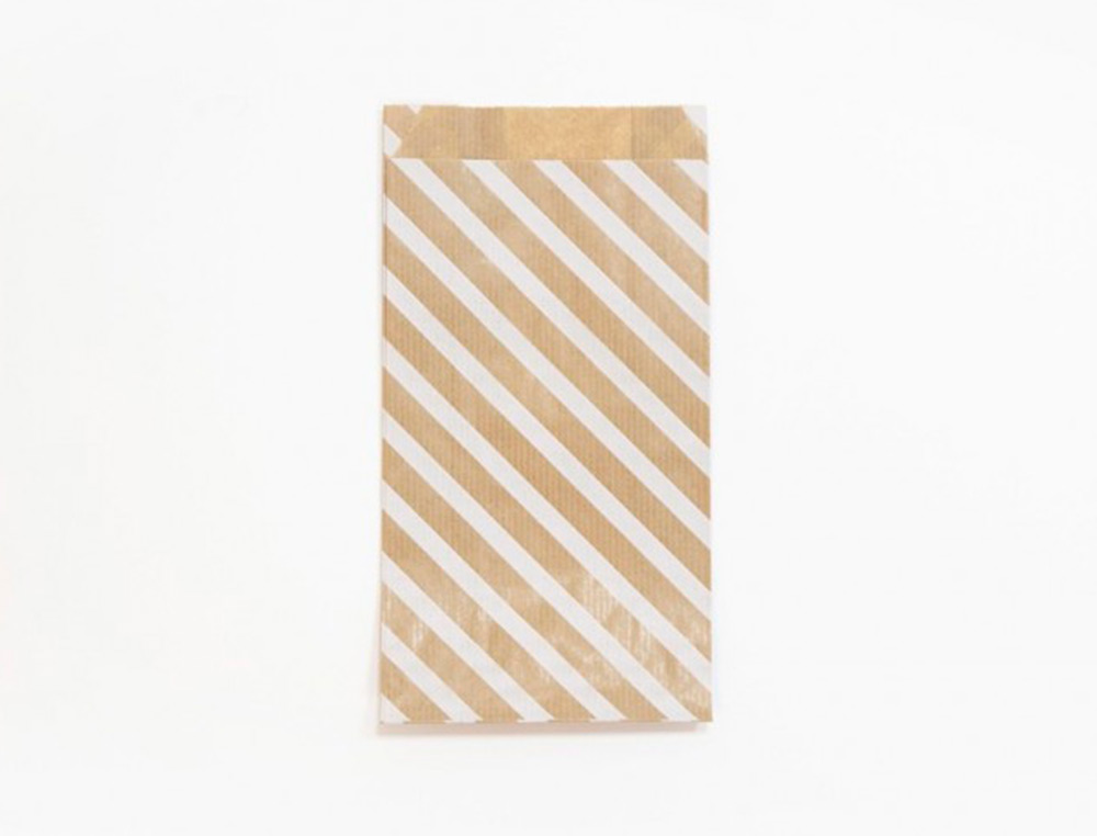 POCHETTES KRAFT RAYURES BLANCHES 50G/M   11X21+5 CM   SACHET DE 50 UN