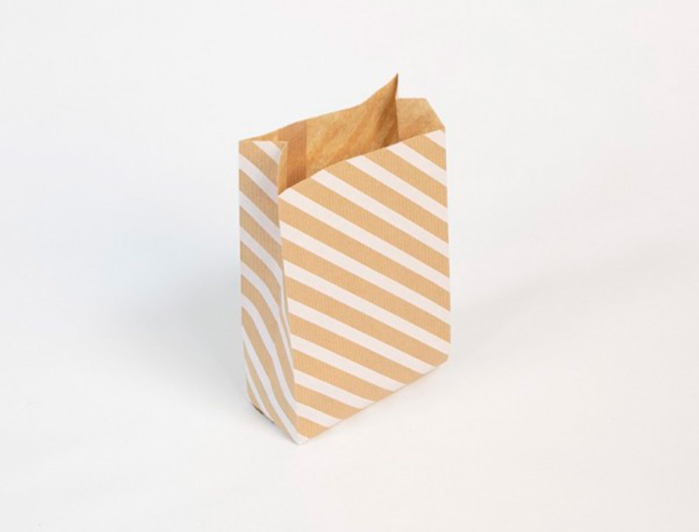 POCHETTES KRAFT RAYURES BLANCHES 50G/M   11X21+5 CM   SACHET DE 50 UN