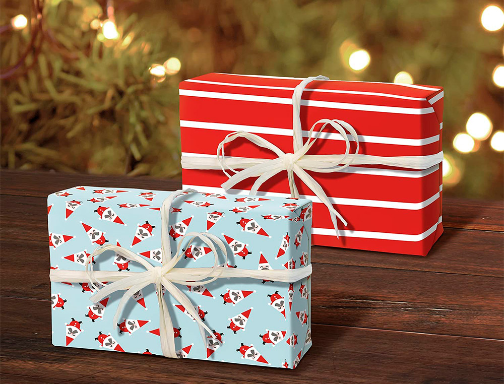SET D'EMBALLAGE CADEAU P RE NO L COMPOS DE 2 ROULEAUX TINY ROLLS 5MX0,35CM + 1 ROULEAU BOLDUC 20M + 10