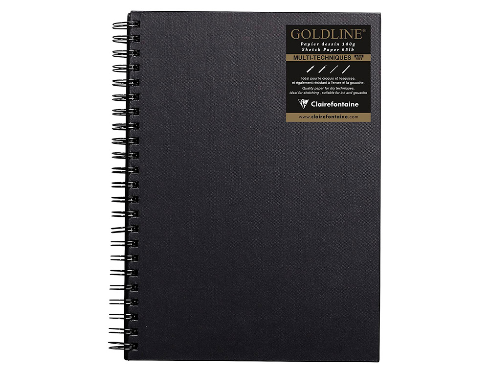 CARNET SPIRALE GOLDLINE A4 COUVERTURE NOIR PORTRAIT 21X29,7CM 140G 64F