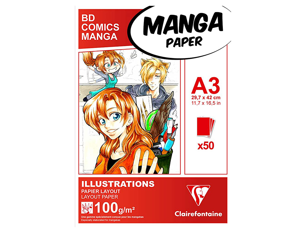 MANGA ILLUSTRATIONS BLOC COLL  CLAIREFONTAINE A3       29,7X42CM 100GR 50F