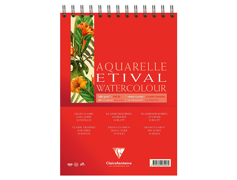 BLOC ETIVAL AQUARELLE CLAIREFONTAINE A3 10F