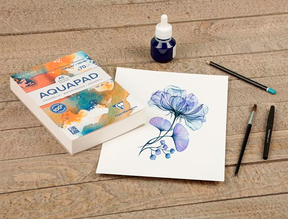 BLOC DE PAPIER DESSIN AQUARELLE GOLDLINE A5 300GR 70F