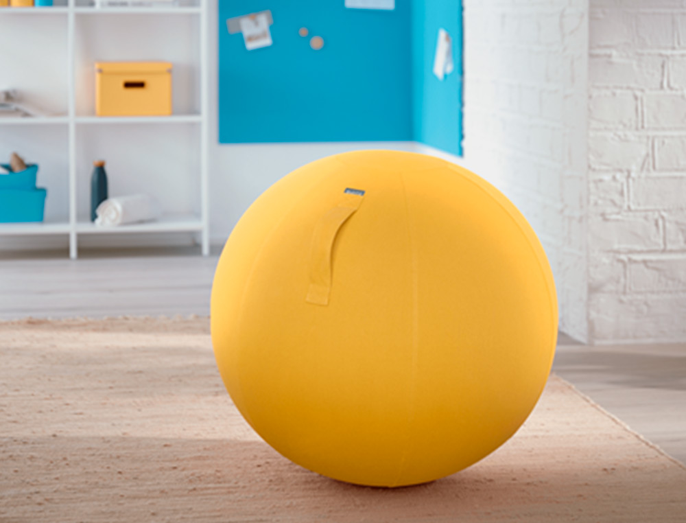 BALLON D'ASSISE ERGONOMIQUE LEITZ ERGO COSY ACTIVE JAUNE 65CM DIAMETRE
