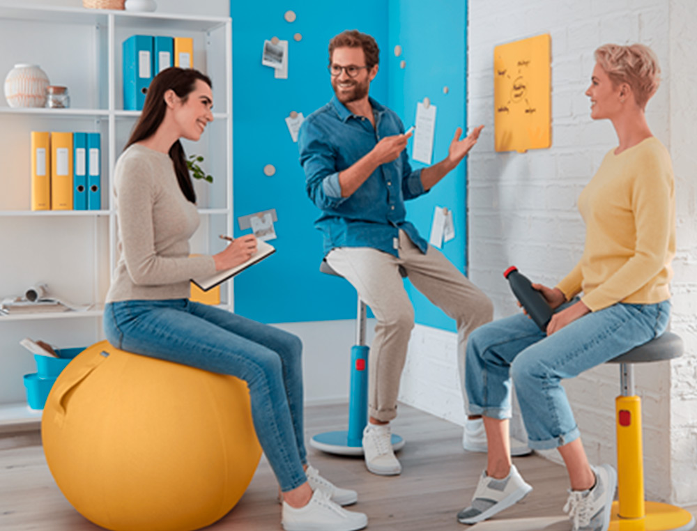 BALLON D'ASSISE ERGONOMIQUE LEITZ ERGO COSY ACTIVE JAUNE 65CM DIAMETRE