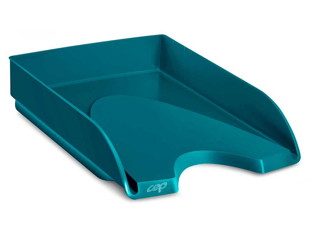 CORBEILLE COURRIER CEP RIVIERA POLYSTYRENE ANTICHOC SUPERPOSABLE VERTICALE/ESCALIER 348X257X66MM COLORIS VERT EMERAUDE