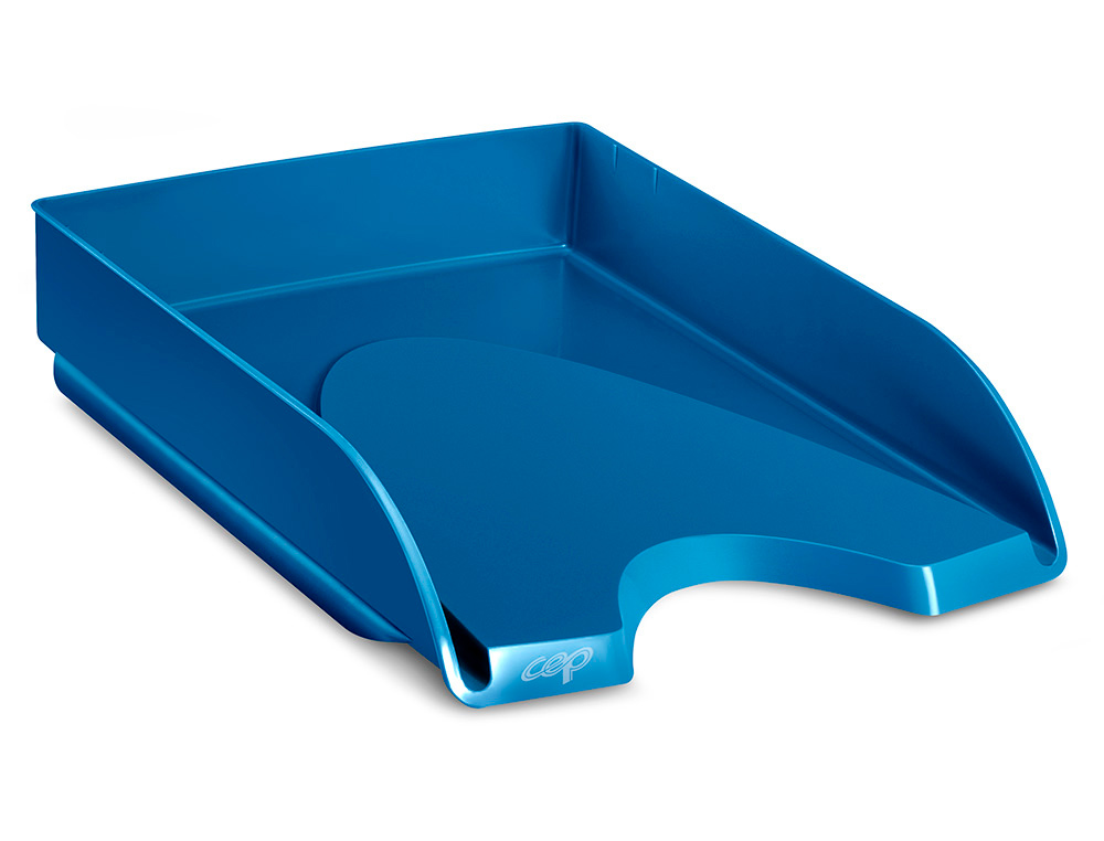 CORBEILLE COURRIER CEP RIVIERA POLYSTYRENE ANTICHOC SUPERPOSABLE VERTICALE / ESCALIER 348X257X66MM BLEU