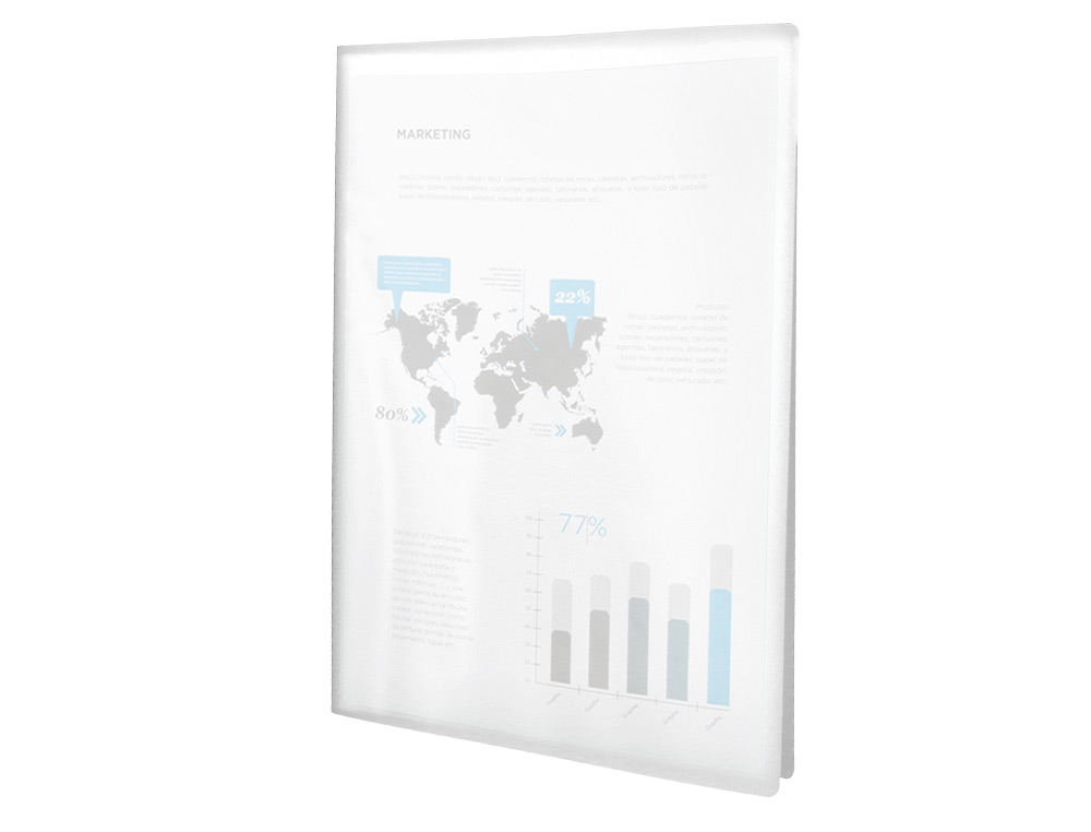 PROTEGE-DOCUMENTS LIDERPAPEL POLYPROPYLENE COUVERTURE      FLEXIBLE 40 POCHETTES FIXES   A3 COLORIS TRANSPARENT
