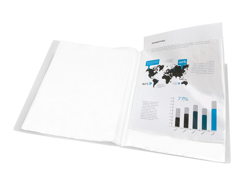 PROTEGE-DOCUMENTS LIDERPAPEL POLYPROPYLENE COUVERTURE      FLEXIBLE 40 POCHETTES FIXES   A3 COLORIS TRANSPARENT