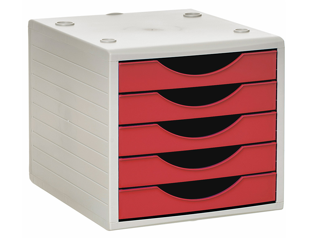 MODULE DE CLASSMENT Q-CONNECT 5 TIROIRS COLORIS ROUGE       OPAQUE 270X340X260 MM