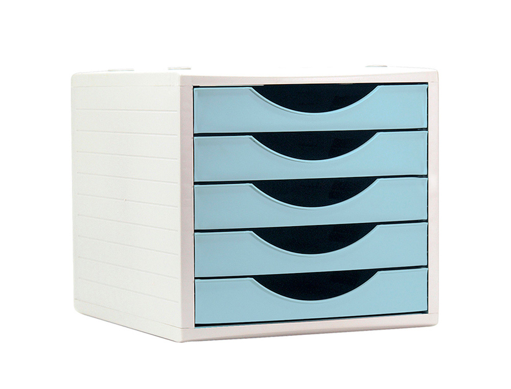 MODULE DE CLASSMENT Q-CONNECT 5 TIROIRS COLORIS BLEU PASTEL 270X340X260 MM