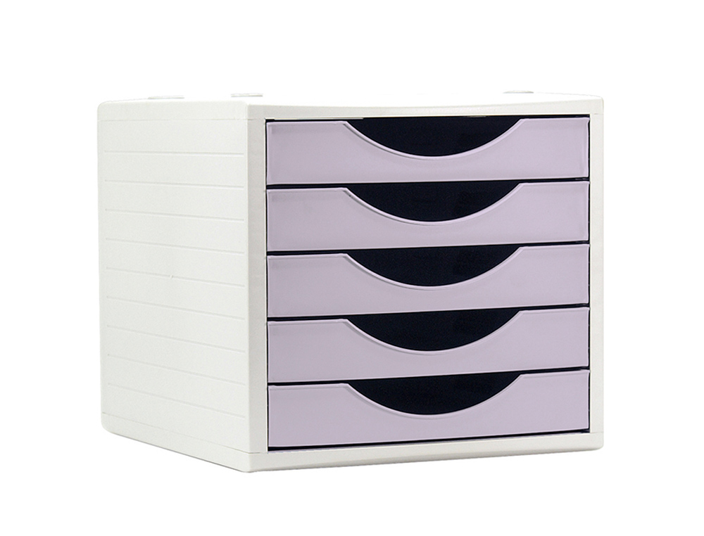MODULE DE CLASSMENT Q-CONNECT 5 TIROIRS COLORIS LAVANDE     PASTEL 270X340X260 MM