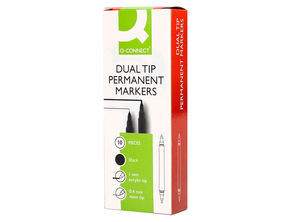 MARQUEUR PERMANENT Q-CONNECT POINTE DOUBLE 1MM ET 0,4 MM COLORIS NOIR