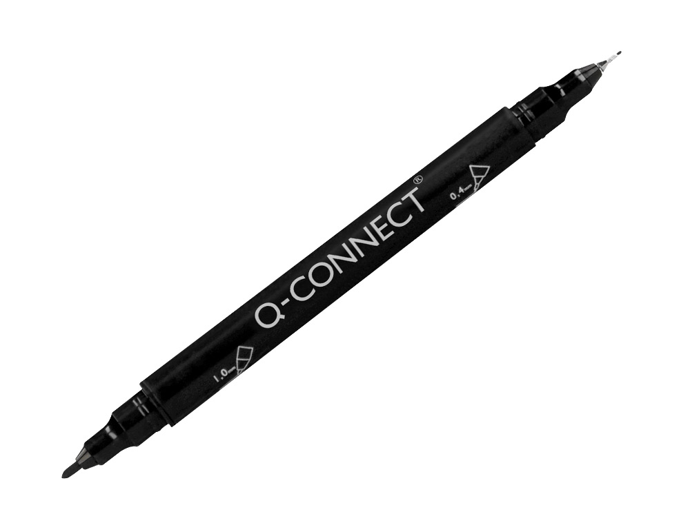 MARQUEUR PERMANENT Q-CONNECT POINTE DOUBLE 1MM ET 0,4 MM COLORIS NOIR