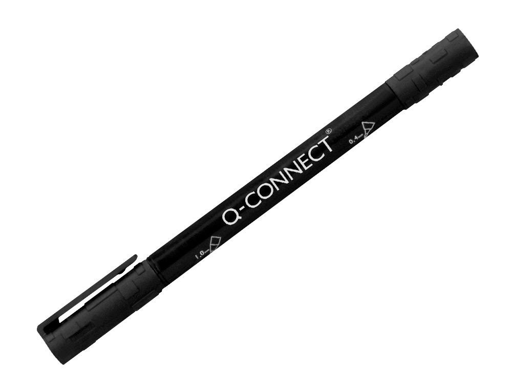 MARQUEUR PERMANENT Q-CONNECT POINTE DOUBLE 1MM ET 0,4 MM COLORIS NOIR