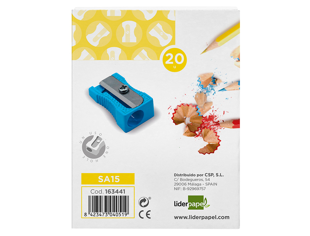 TAILLE-CRAYON LIDERPAPEL METALLIQUE 1 USAGE COLORIS BLEU