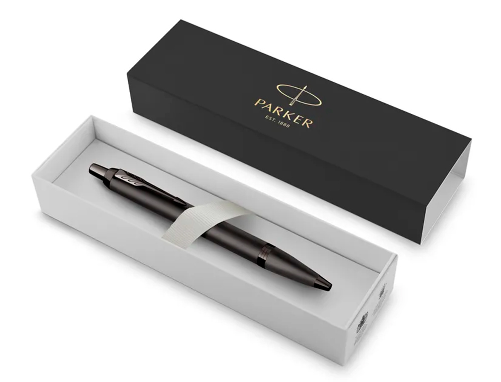 STYLO-BILLE PARKER IM MONOCHROME NOIR POINTE MOYENNE ENCRE BLEU ETUI CADEAU