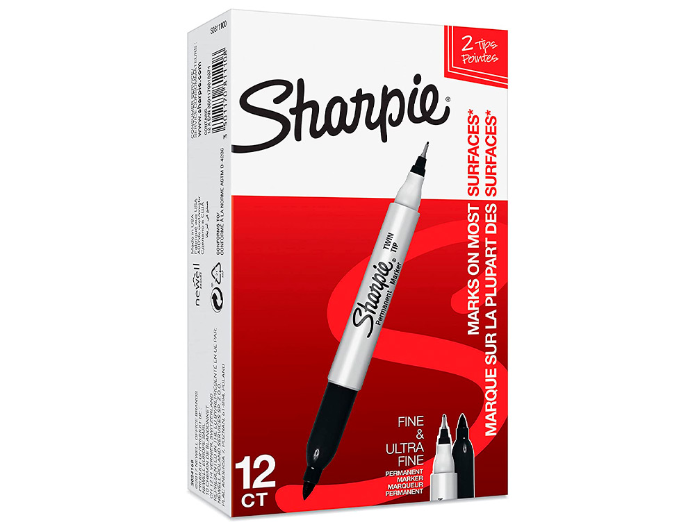 MARQUEUR PERMANENTS SHARPIE DOUBLE POINTE NOIR