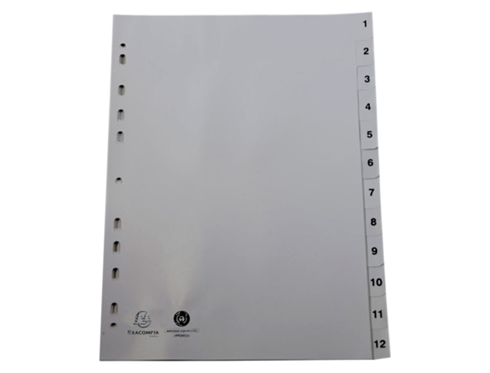 INTERCALAIRES IMPRIMES NUMERIQUES EXACOMPTA          POLYPROPYLENE A4 12POSITIONES /NUMERIQUE GRIS