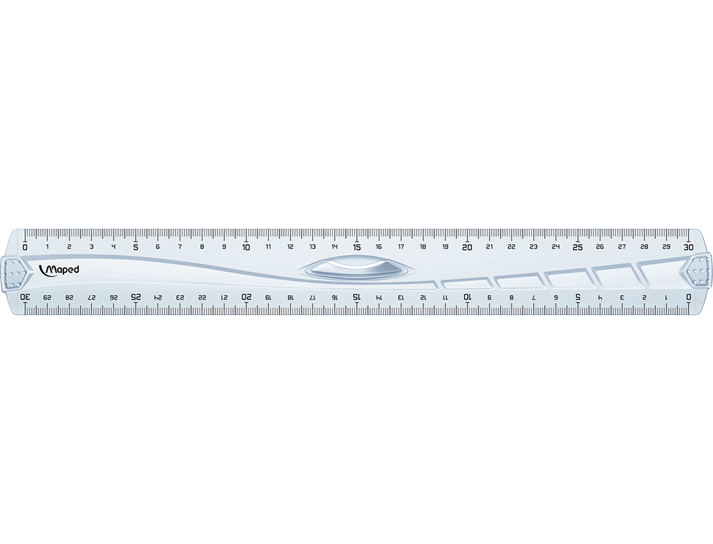 REGLE PLATE MAPED GEOMETRIC TRIPLE DECIMETRE EN PLASTIQUE RECYCLE SACHET INDIVIDUEL     30CM