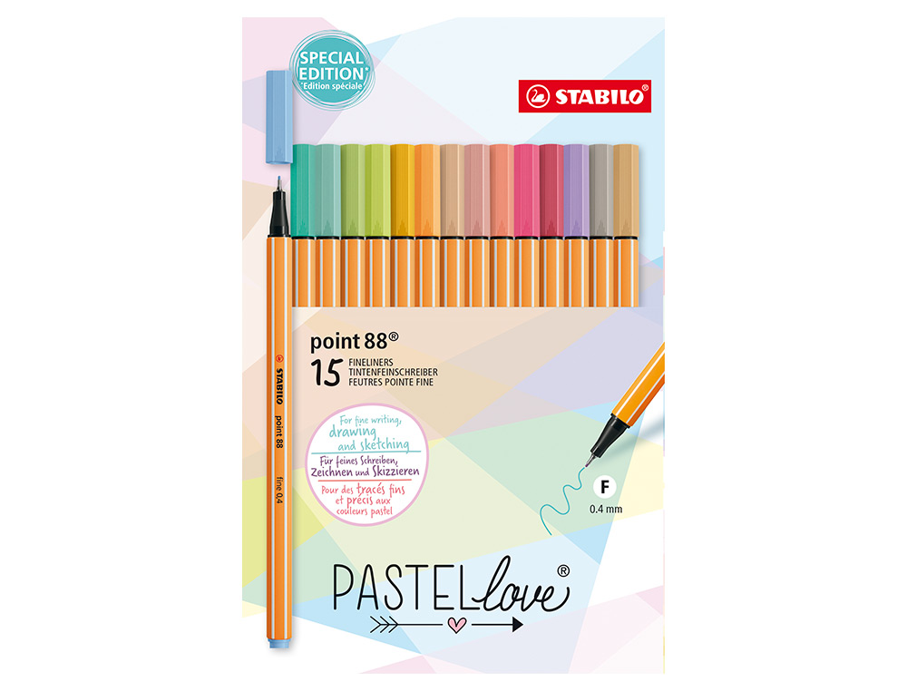 STYLO FEUTRE STABILO PASTELLOVE POINT FINE 0,4MM   POCHETTE DE 15 COLORIS        ASSORTIS