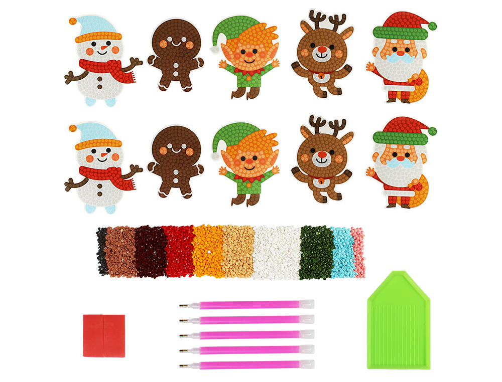KIT DE STICKERS SODERTEX DIAMOND ART CHRISTMAS 10      STICKERS NOEL + 5 STYLOS + 1  BOITE RANGEMENT + 10 PIECES