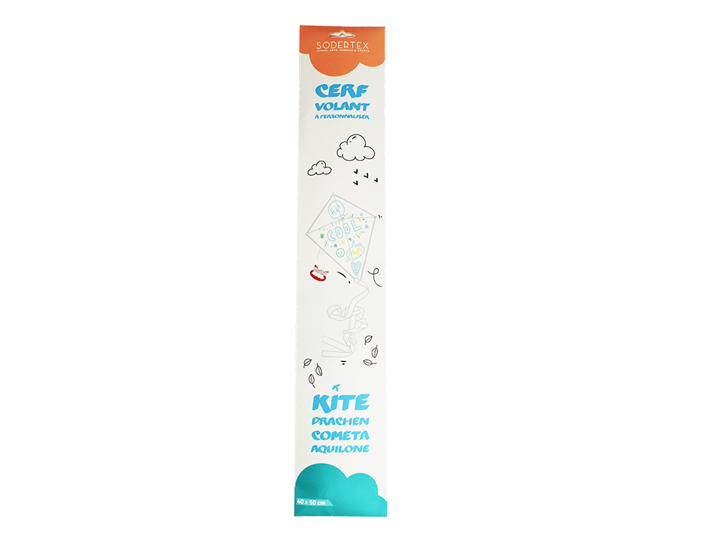 CERF-VOLANT SODERTEX A DECORER EN NYLON 50 X 40 CM 1 PIECE COLORIS BLANC