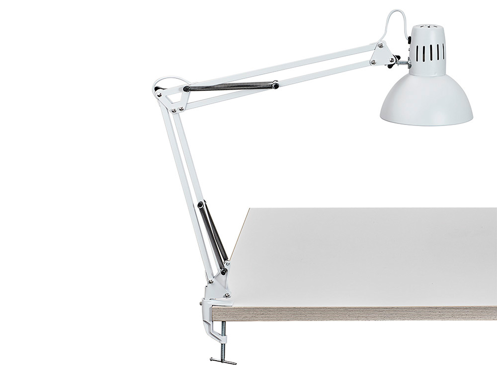 LUMINAIRE BUREAU MAULSTUDY SURPINCE TETE ET BRAS METAL      HAUTEUR 44CM BRAS 35CM TETE   DIAM. 17CM COLORIS BLANC