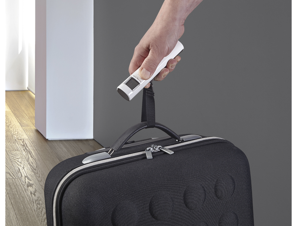 PESE-BAGAGE MAUL TREK CAPACITE CHARGE 50KG BOUCLE   SOLIDE CROCHET INOX GRAND     ECRAN LCD COLORIS BLANC