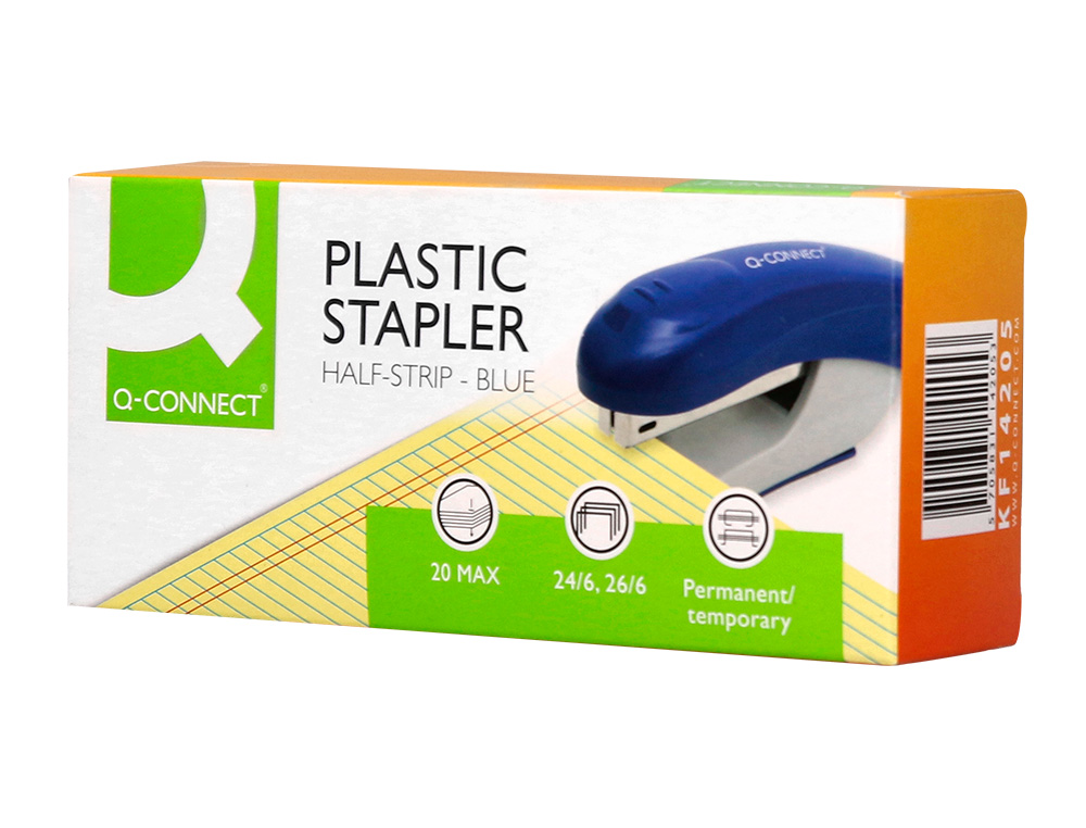 AGRAFEUSE BUREAU Q-CONNECT KF14205 PLASTIQUE ABS CAPACITE 20 FEUILLES COLORIS BLEU