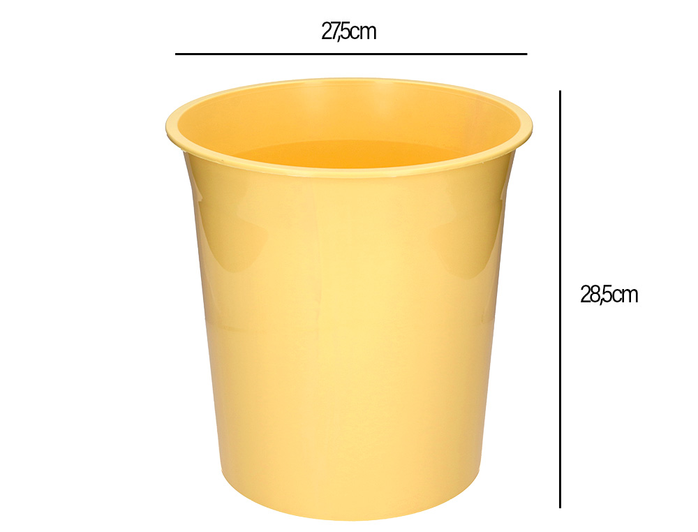 CORBEILLE PAPIER Q-CONNECT PLASTIQUE OPAQUE 13L          275X285MM COLORIS JAUNE       PASTEL