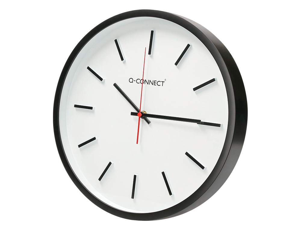 HORLOGE Q-CONNECT MURALE PLASTIQUE DIAMETRE 34,4CM     SILENCIEUX COLORIS NOIR