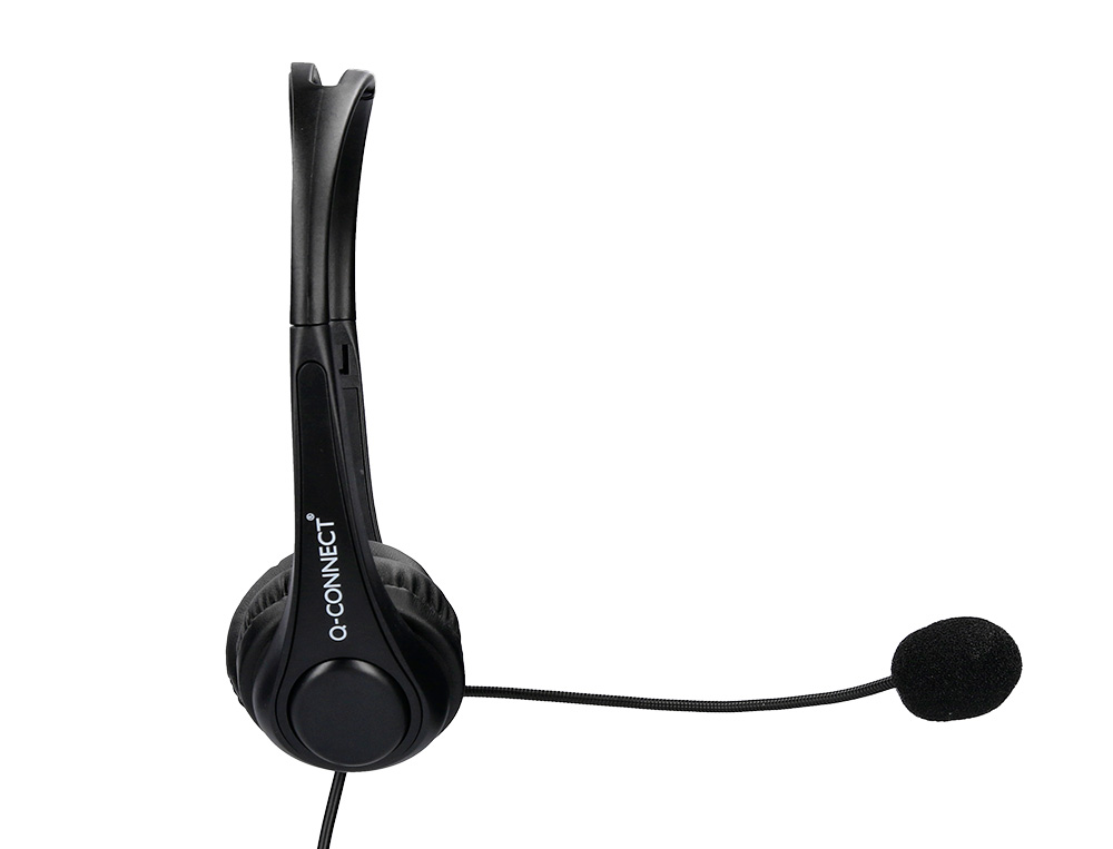 CASQUE Q-CONNECT BIAURAL FILAIRE AVEC MICROPHONE ET    CONTROLE DU VOLUME CONNEXION  USB CABLE 2M COLORIS NOIR