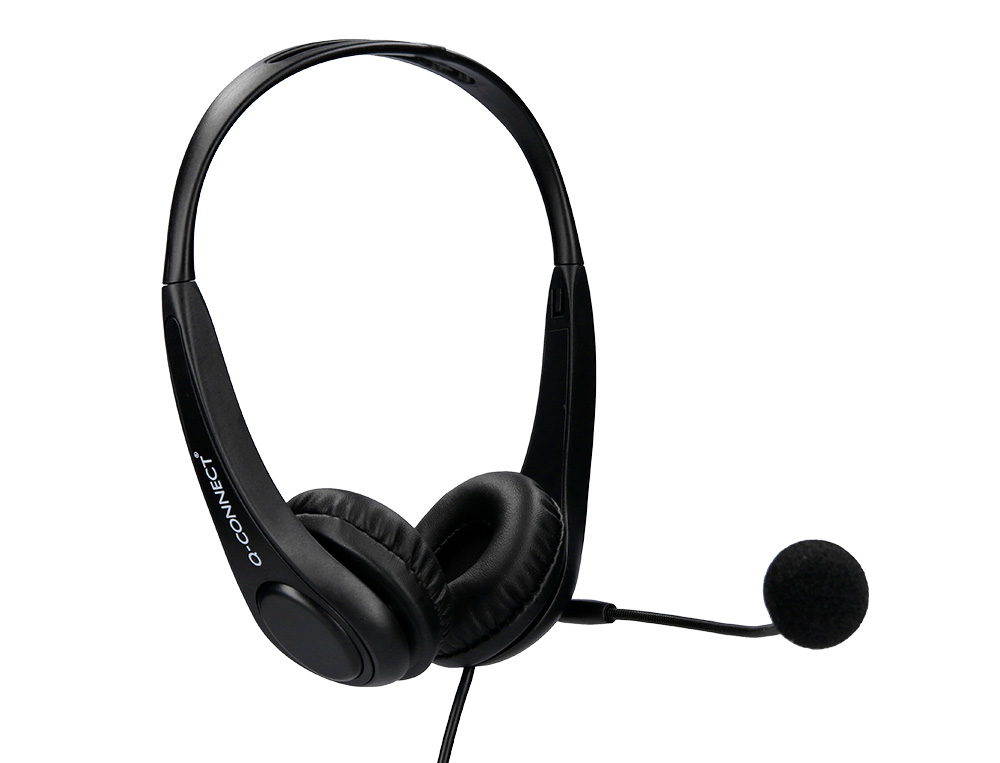 CASQUE Q-CONNECT BIAURAL FILAIRE AVEC MICROPHONE ET    CONTROLE DU VOLUME CONNEXION  USB CABLE 2M COLORIS NOIR