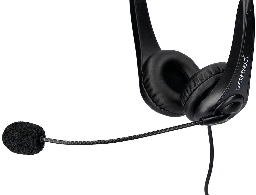 CASQUE Q-CONNECT BIAURAL FILAIRE AVEC MICROPHONE ET    CONTROLE DU VOLUME CONNEXION  USB CABLE 2M COLORIS NOIR