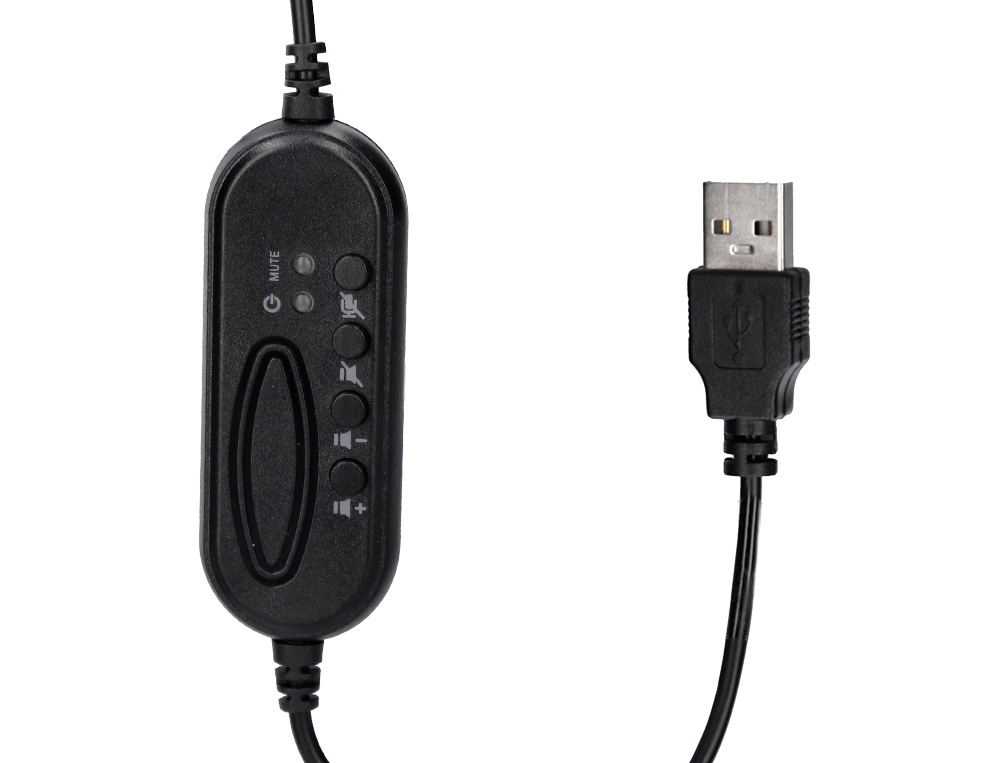 CASQUE Q-CONNECT BIAURAL FILAIRE AVEC MICROPHONE ET    CONTROLE DU VOLUME CONNEXION  USB CABLE 2M COLORIS NOIR