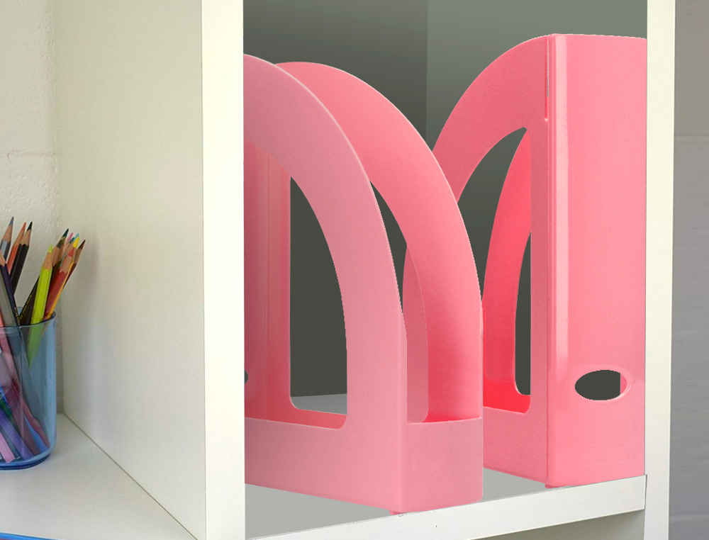 PORTE-REVUES Q-CONNECT PLASTIQUE 320X250X80MM        COLORIS ROSE PASTEL