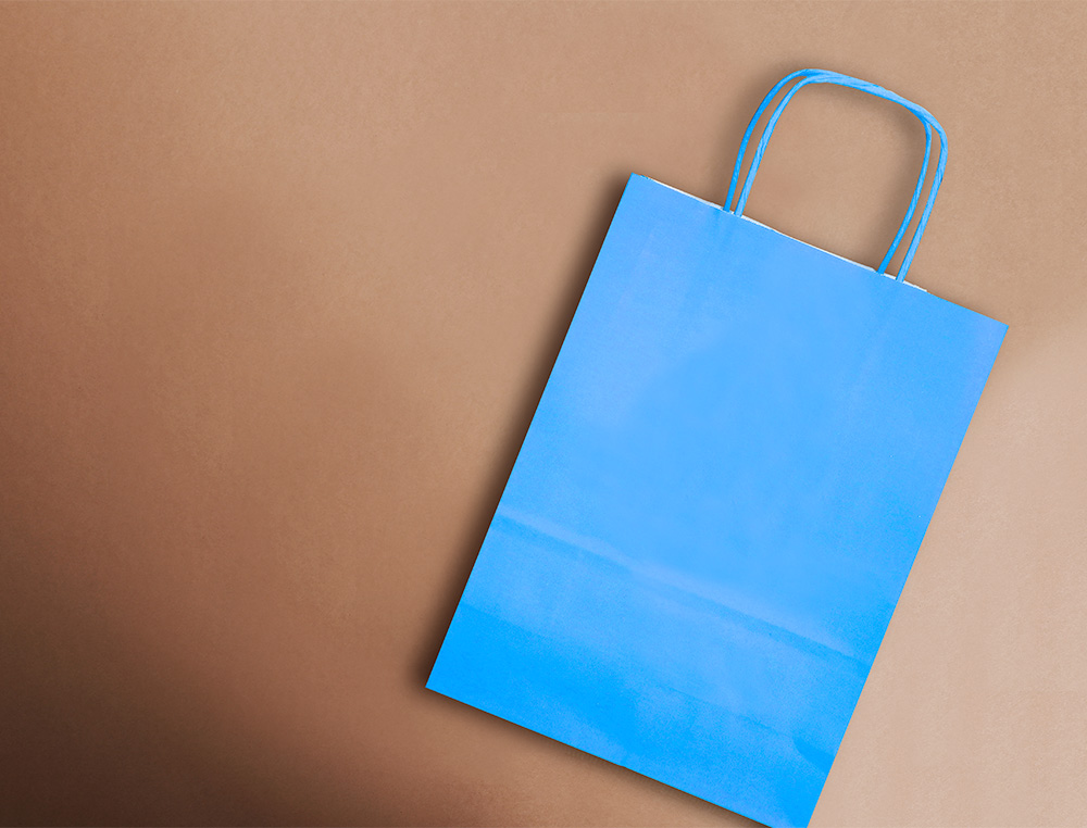 SAC PAPIER Q-CONNECT CELLULOSE L ANSE TORSADEE 320X400X14MM COLORIS BLEU CIEL