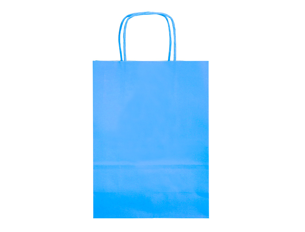 SAC PAPIER Q-CONNECT CELLULOSE L ANSE TORSADEE 320X400X14MM COLORIS BLEU CIEL
