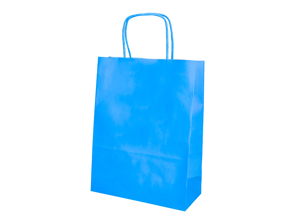 SAC PAPIER Q-CONNECT CELLULOSE L ANSE TORSADEE 320X400X14MM COLORIS BLEU CIEL